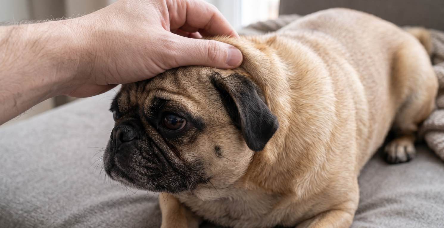 Prueba del pliegue cutáneo para evaluar la deshidratación de un perro